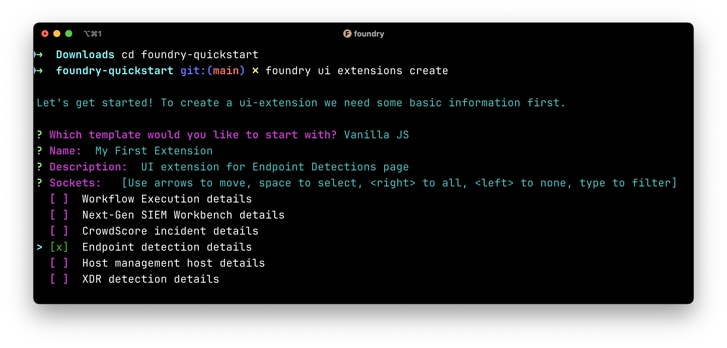 foundry ui extensions create